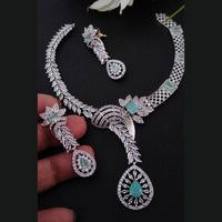 FS Collection Silver Plated AD Necklace Set