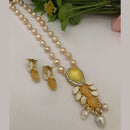 FS Collection Gold Plated Austrian Stone And Pearls Long Necklace Set