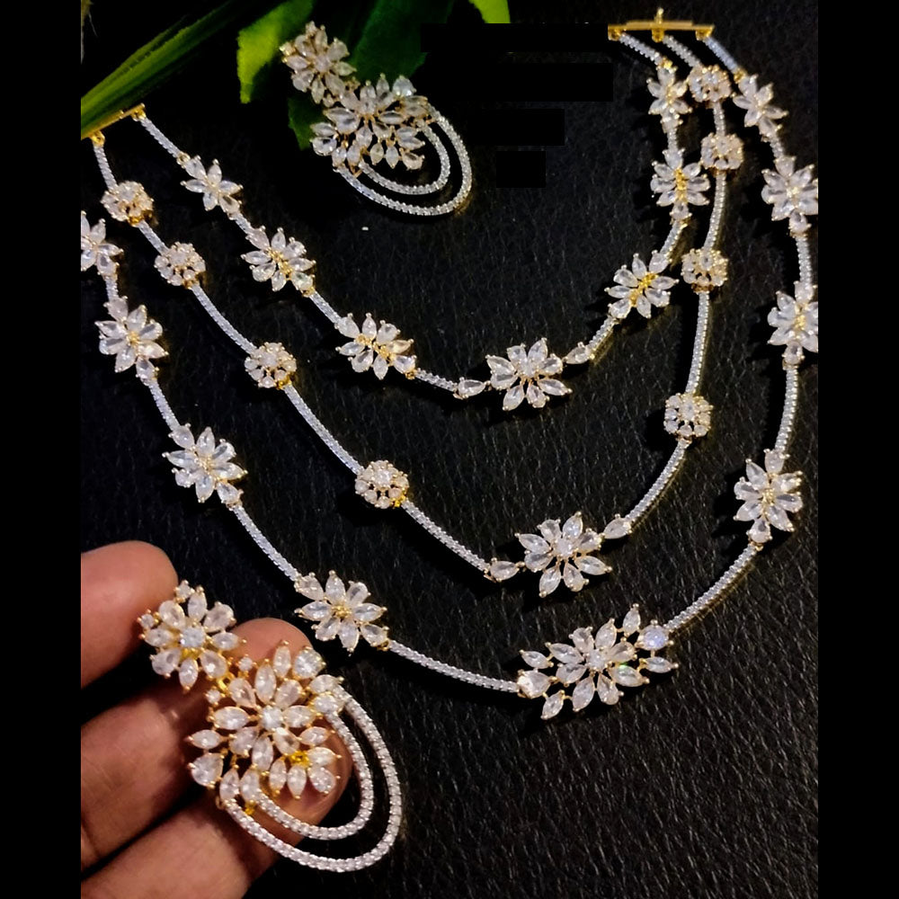 FS Collection Gold Plated AD Necklace Set