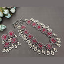 FS Collection Oxidised Plated Pota Stone And Pearls Necklace Set