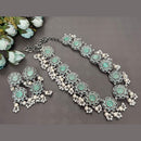 FS Collection Oxidised Plated Pota Stone And Pearls Necklace Set