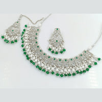 FS Collection Silver Plated Crystal Stone And pearls Necklace Set