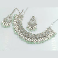 FS Collection Silver Plated Crystal Stone And pearls Necklace Set
