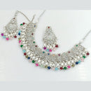 FS Collection Silver Plated Crystal Stone And pearls Necklace Set