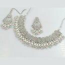 FS Collection Silver Plated Crystal Stone And pearls Necklace Set