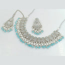 FS Collection Silver Plated Crystal Stone And pearls Necklace Set