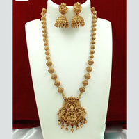 FS Collection Gold Plated Pota Stone Temple Long Necklace Set