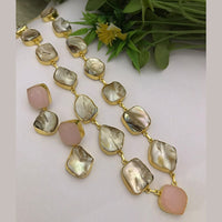 FS Collection Gold Plated Mother Of Pearls Long Necklace Set