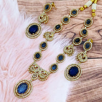 FS Collection Gold Plated Austrian Stone Long Necklace Set