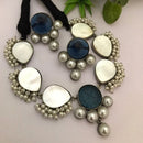FS Collection Oxidised Plated Pearls Choker Necklace Set
