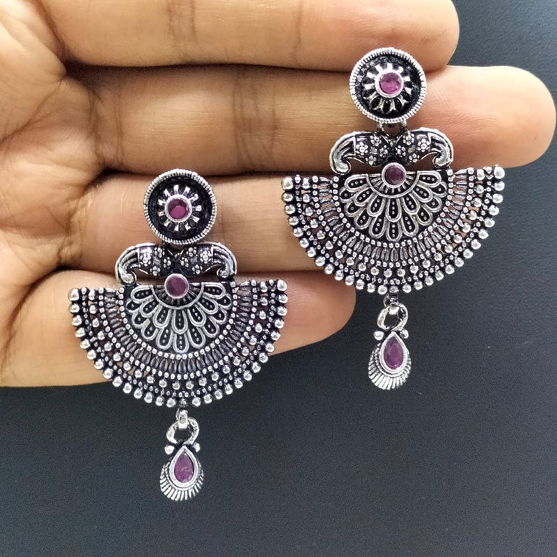 FS Collection Oxidised Plated Pota Stone Dangler Earrings