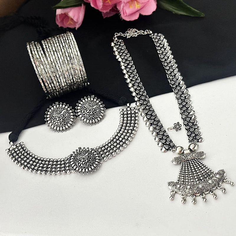 FS Collection Oxidised Plated Jewellery Combo