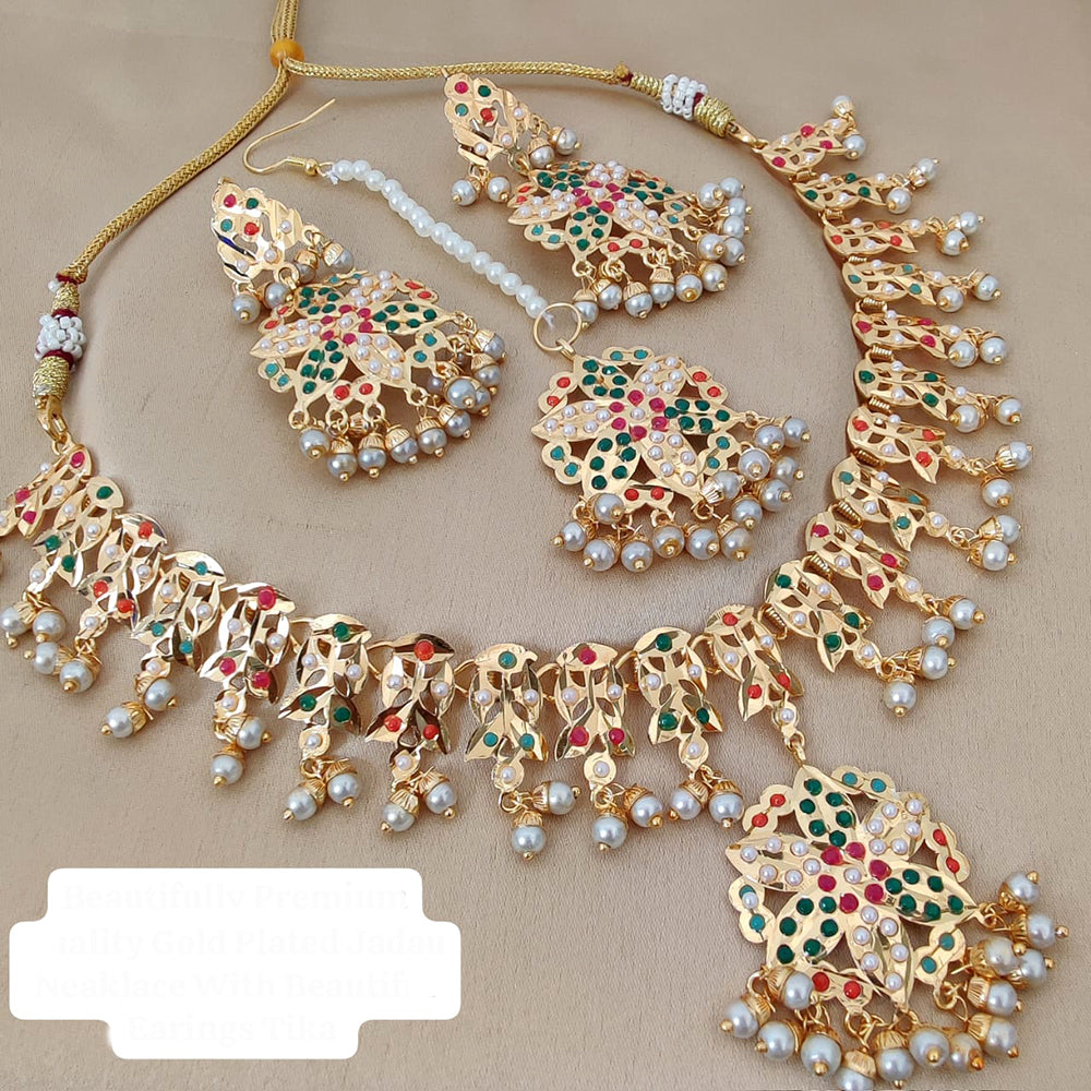 FS Collection Gold Plated Pearls Necklace Set