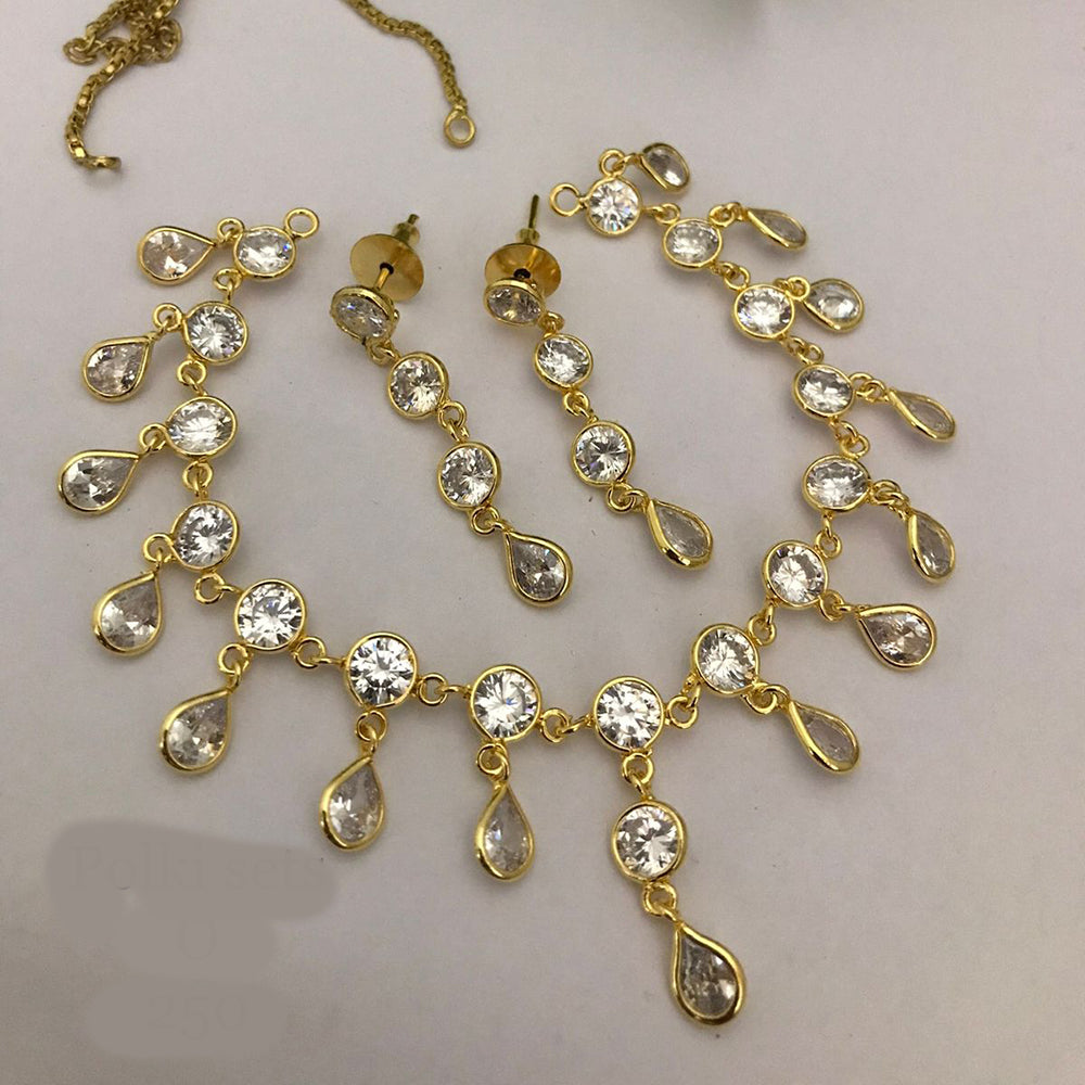 FS Collection Gold Plated AD Necklace Set