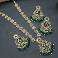 FS Collection Gold Plated Crystal Stone Long Necklace Set