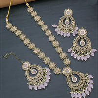 FS Collection Gold Plated Crystal Stone Long Necklace Set