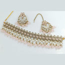 FS Collection Gold Plated Crystal Stone And Pearl Choker Necklace Set