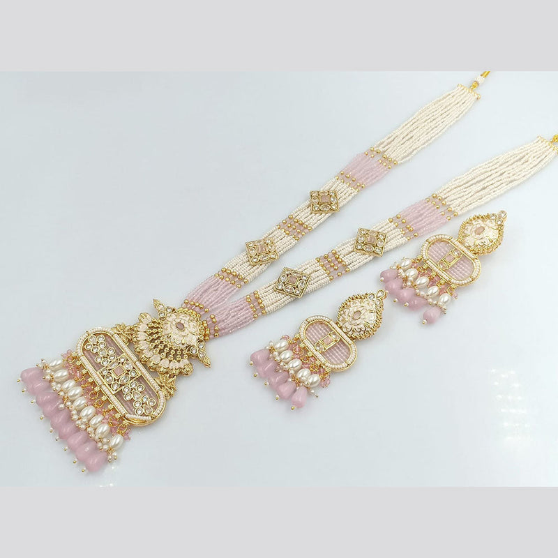 FS Collection Gold Plated Crystal Stone Long Necklace Set