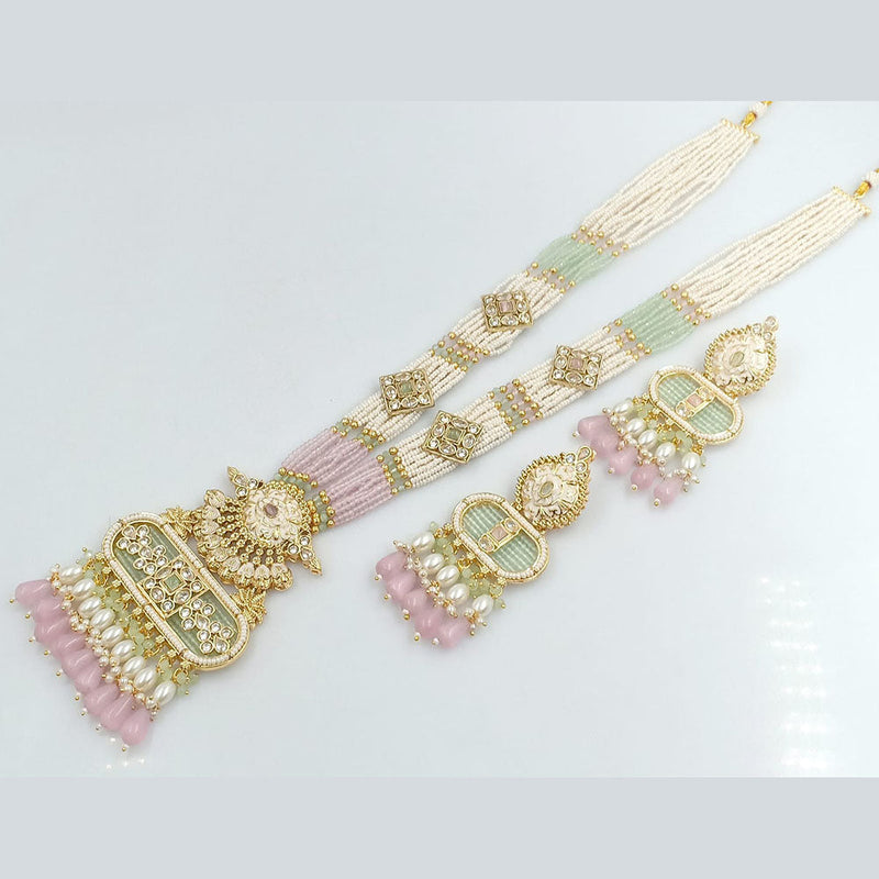 FS Collection Gold Plated Crystal Stone Long Necklace Set