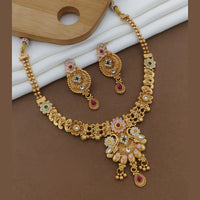 FS Collection Gold Plated Pota Stone Necklace Set
