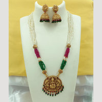 FS Collection Gold Plated Pota Stone And Pearl Temple Necklace Set