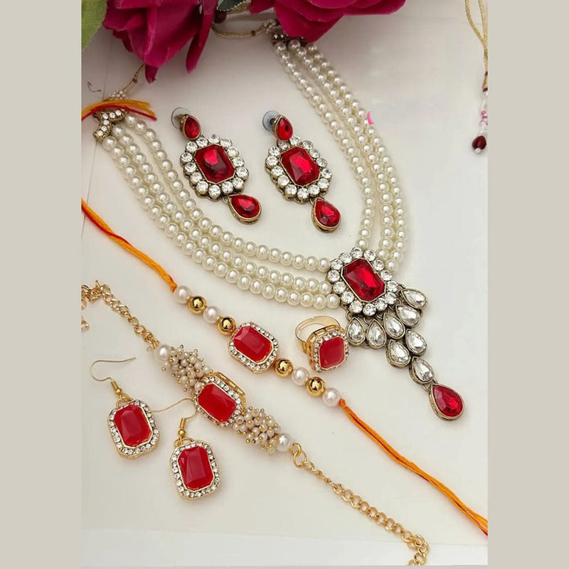 FS Collection Gold Plated Austrian Stone Necklace Combo Set