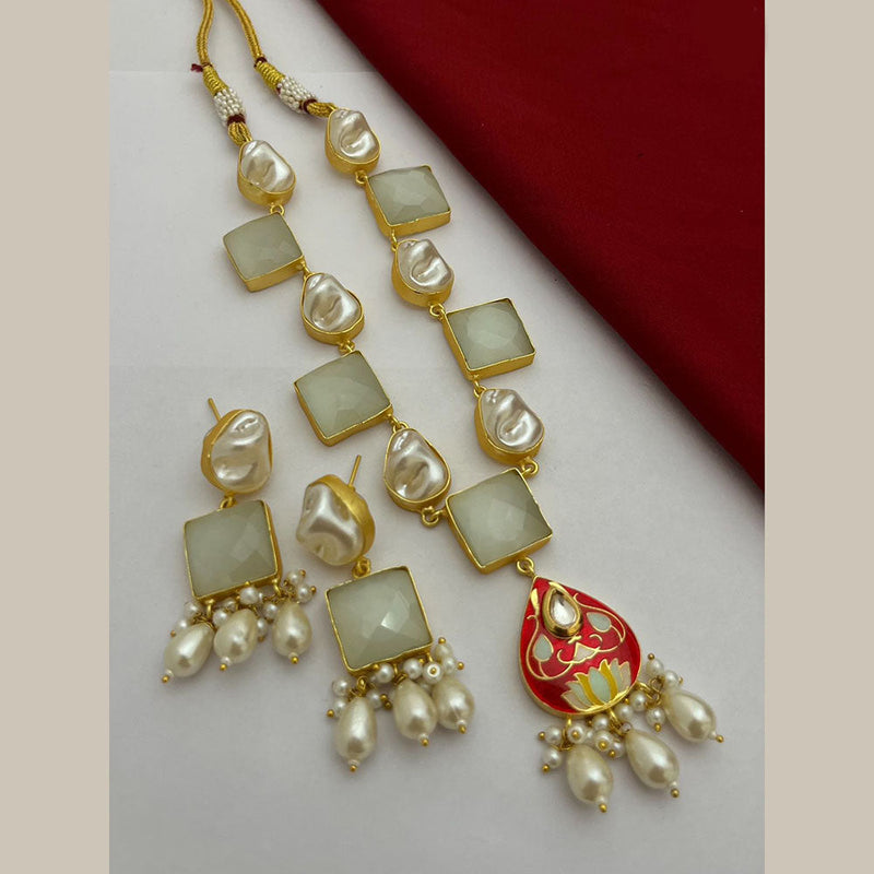 FS Collection Gold Plated Mother Of Pearl Necklace Set