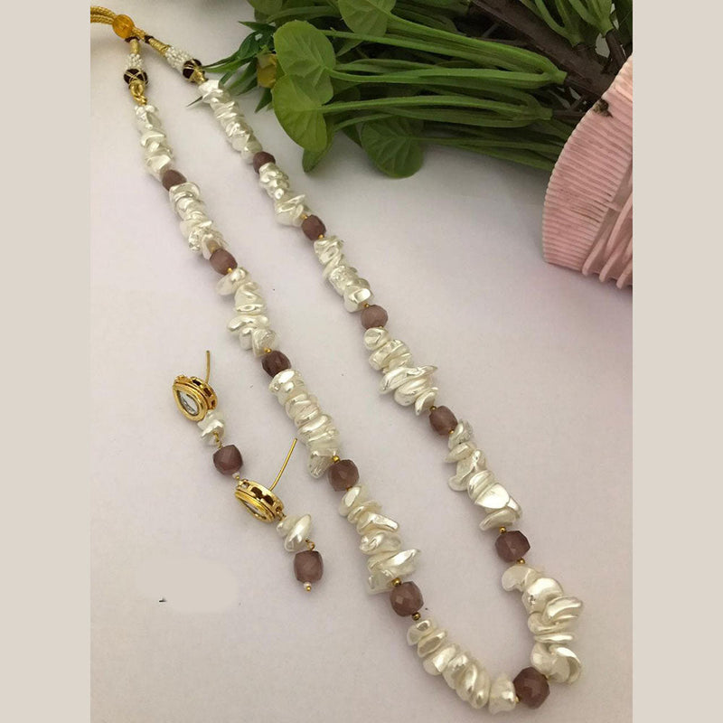 FS Collection Gold Plated Mother Of Pearl Necklace Set