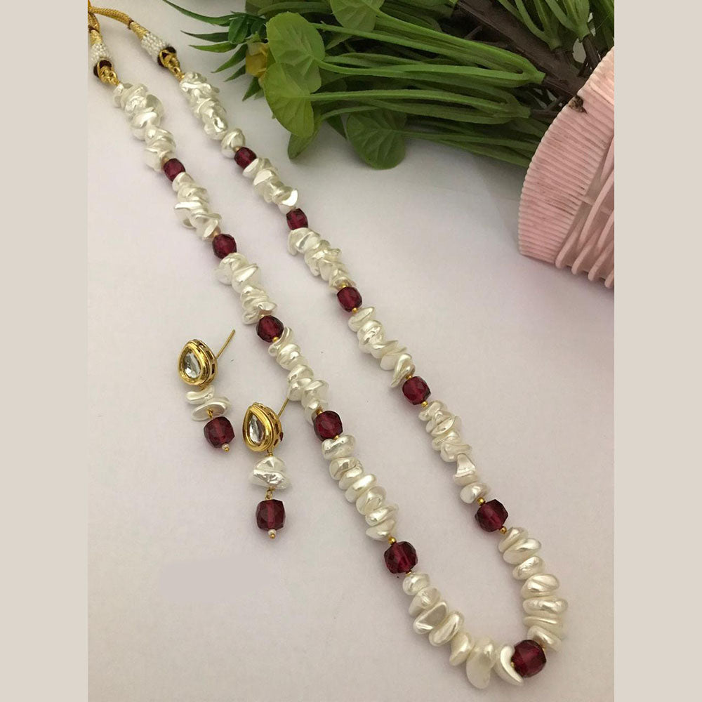 FS Collection Gold Plated Mother Of Pearl Necklace Set