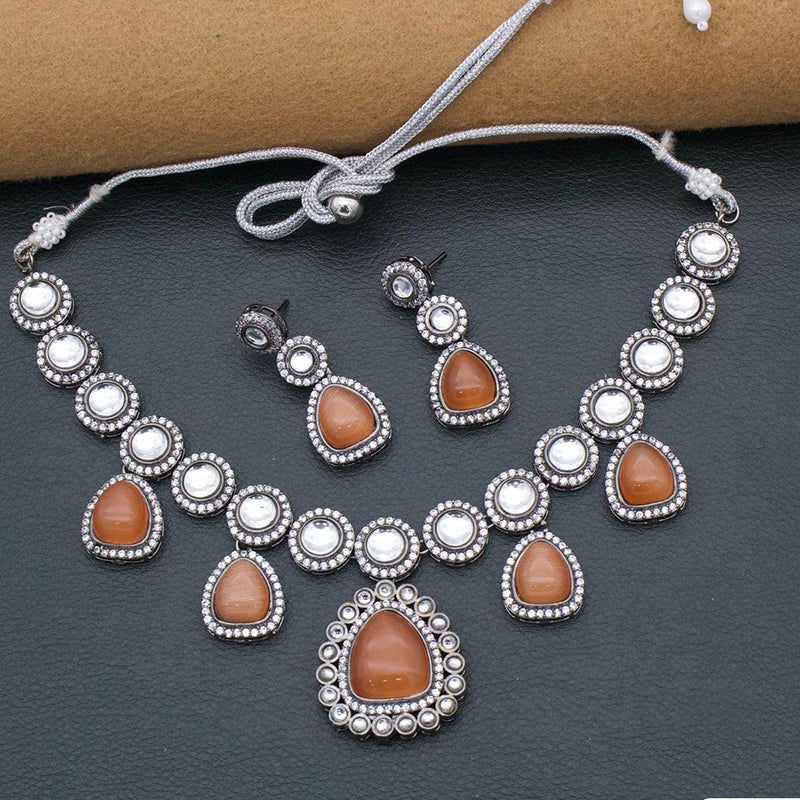 FS Collection Silver Plated Austrian Stone And Crystal Stone Necklace Set