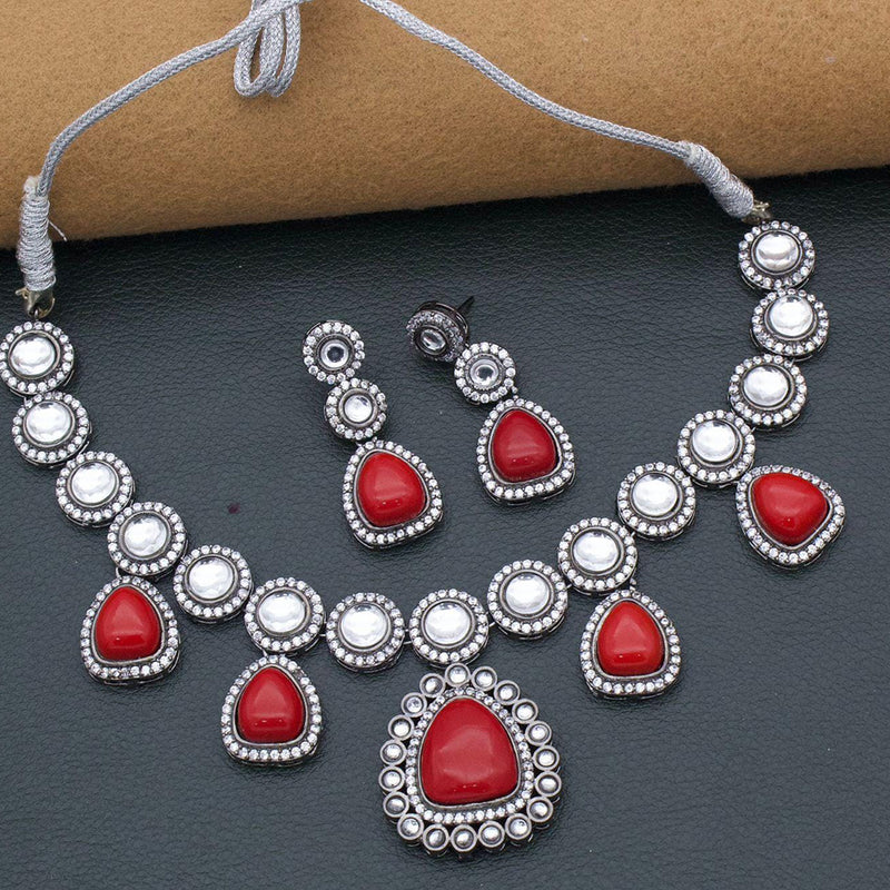 FS Collection Silver Plated Austrian Stone And Crystal Stone Necklace Set