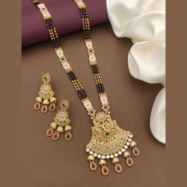 FS Collection Gold Plated Kundan Stone And Meenakari Manglasutra