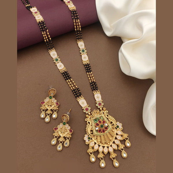 FS Collection Gold Plated Kundan Stone And Meenakari Manglasutra