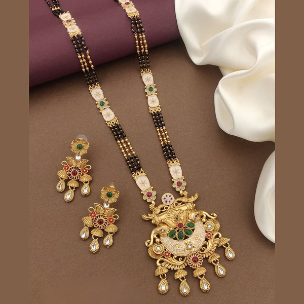 FS Collection Gold Plated Kundan Stone And Meenakari Manglasutra