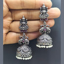 FS Collection Oxidised Plated Pota Stone Temple Dangler Earrings