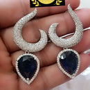 FS Collection Silver Plated AD Dangler Earrings