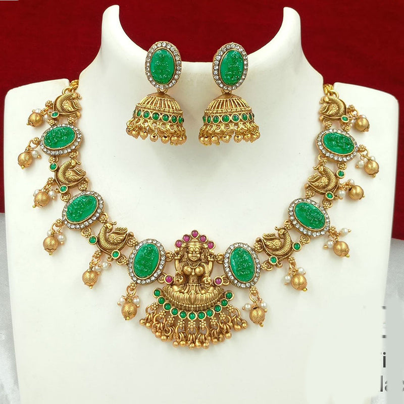 FS Collection Gold Plated Austrian Stone Temple Necklace Set