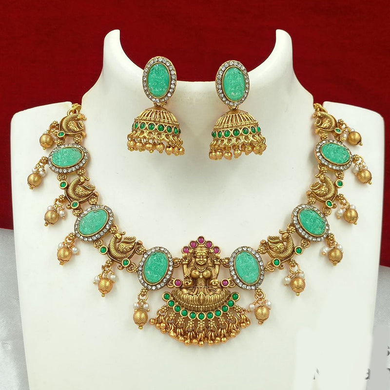 FS Collection Gold Plated Austrian Stone Temple Necklace Set