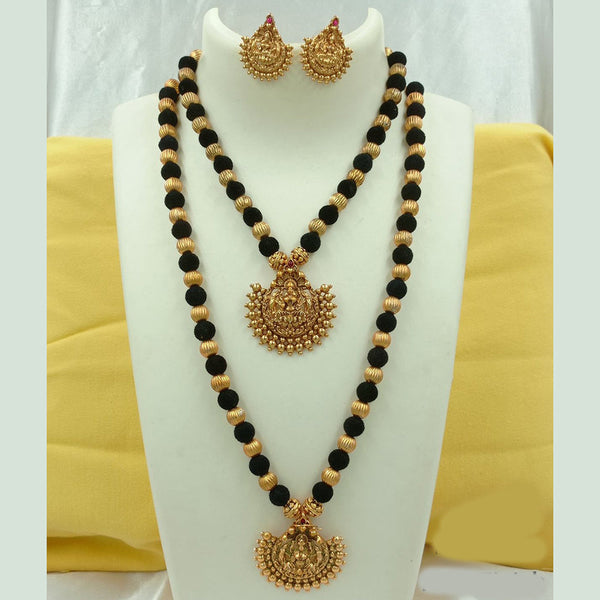 FS Collection Gold Plated Temple And Beads Double Necklace Set