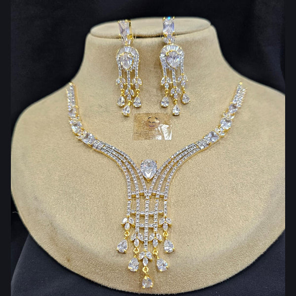 FS Collection Gold Plated AD Stone Necklace Set