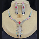 FS Collection Silver Plated AD Stone Necklace Set