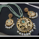 FS Collection Gold Plated Austrian Stone And Pearls Long Necklace Set