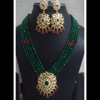 FS Collection Gold Plated Austrian Stone And Pearls Long Necklace Set
