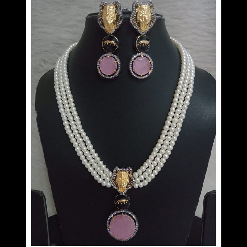 FS Collection 2 Tone Plated Sabyasachi Style AD Necklace Set