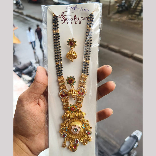 FS Collection Gold Plated Kundan Stone And Meenakari Manglasutra