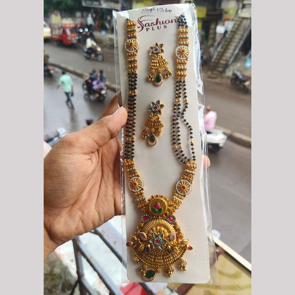 FS Collection Gold Plated Kundan Stone And Meenakari Manglasutra