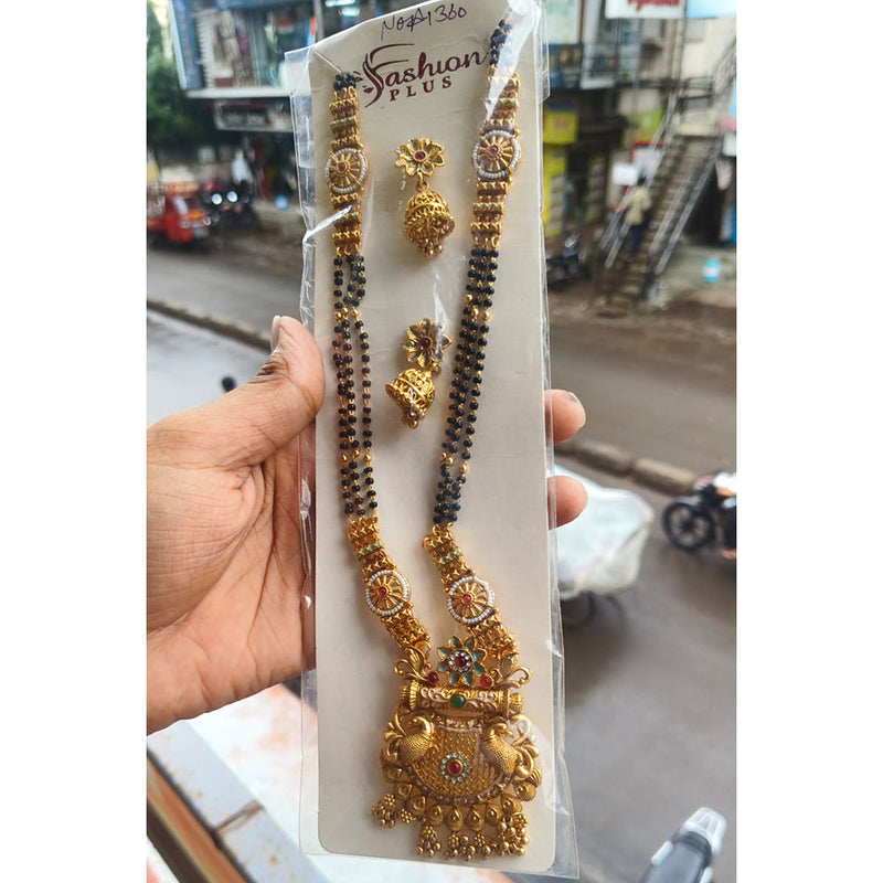 FS Collection Gold Plated Kundan Stone And Meenakari Manglasutra