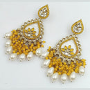 FS Collection Gold Plated Kundan Stone And Pearls Dangler Earrings