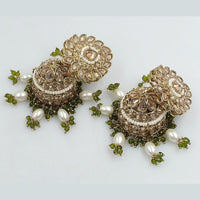 FS Collection Gold Plated Crystal Stone And Pearls Jhumki