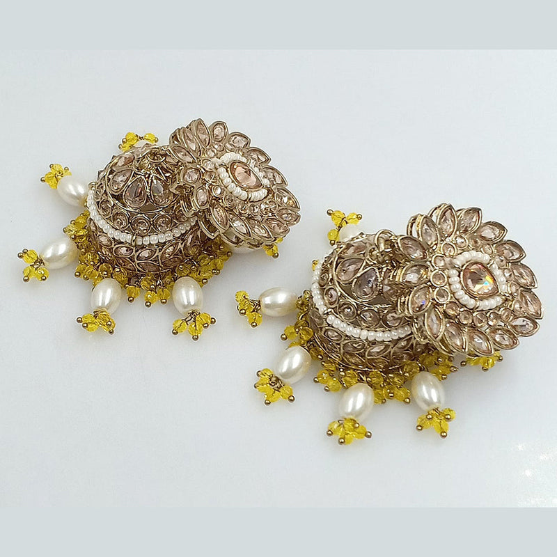 FS Collection Gold Plated Crystal Stone And Pearls Jhumki